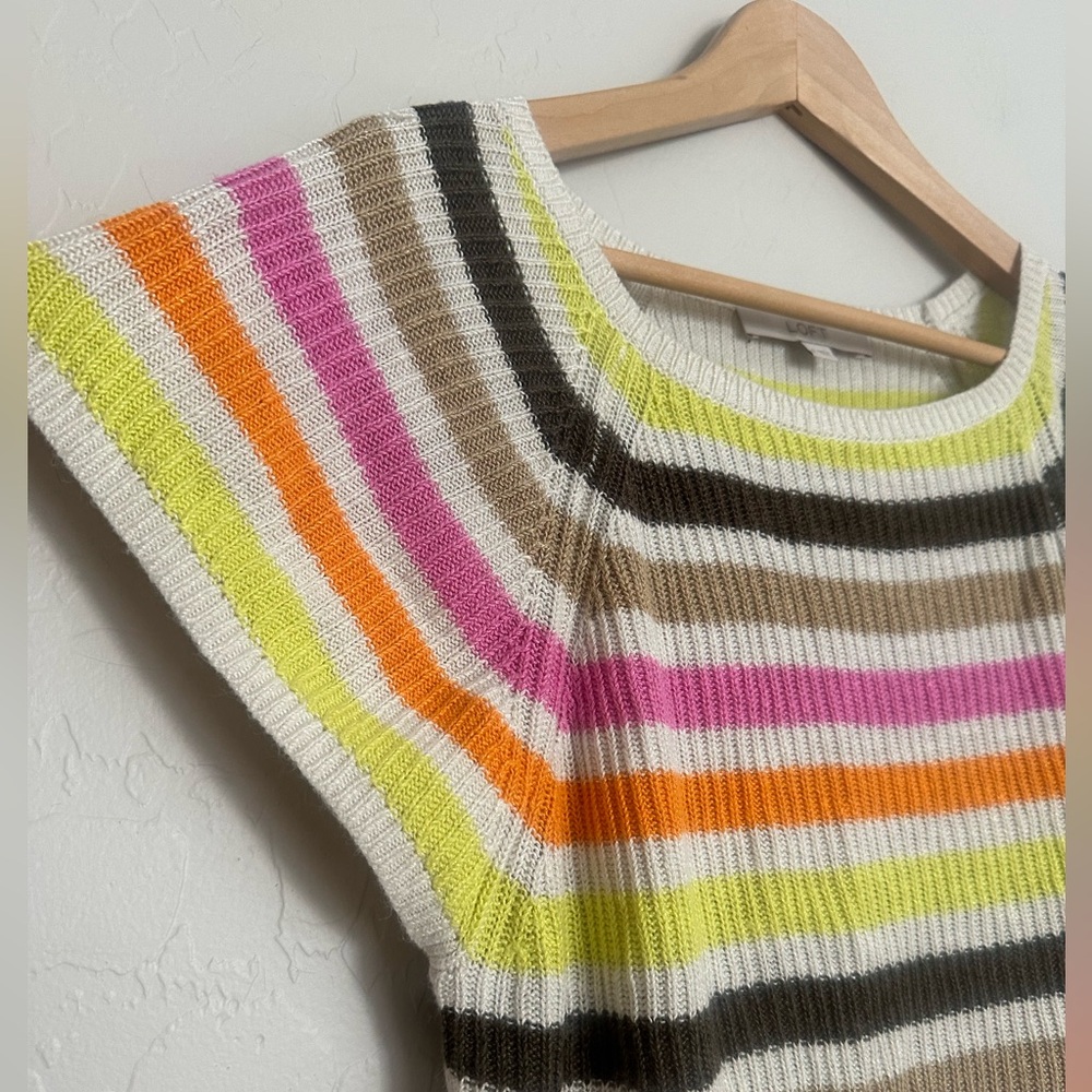 Ann Taylor LOFT Striped Wedge Sweater Tee Multi Color Women’s Size S - Picture 6 of 8